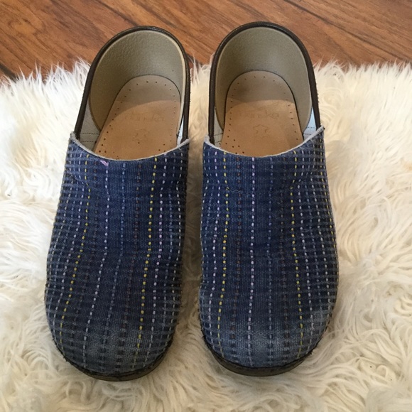 denim dansko clogs